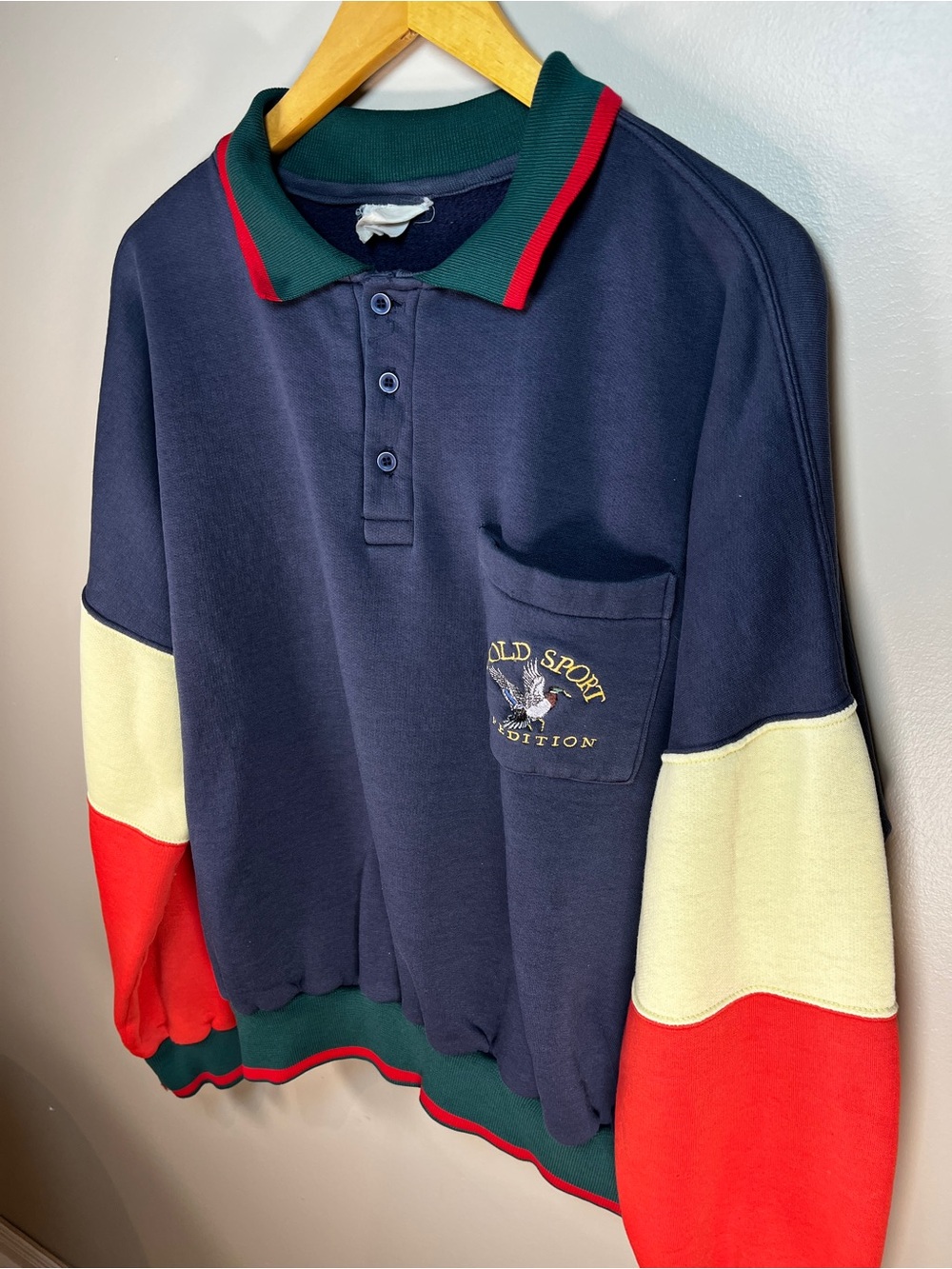 Vintage Navy Colorblock Rugby Mallard 🦆 Sweatshirt Shirt